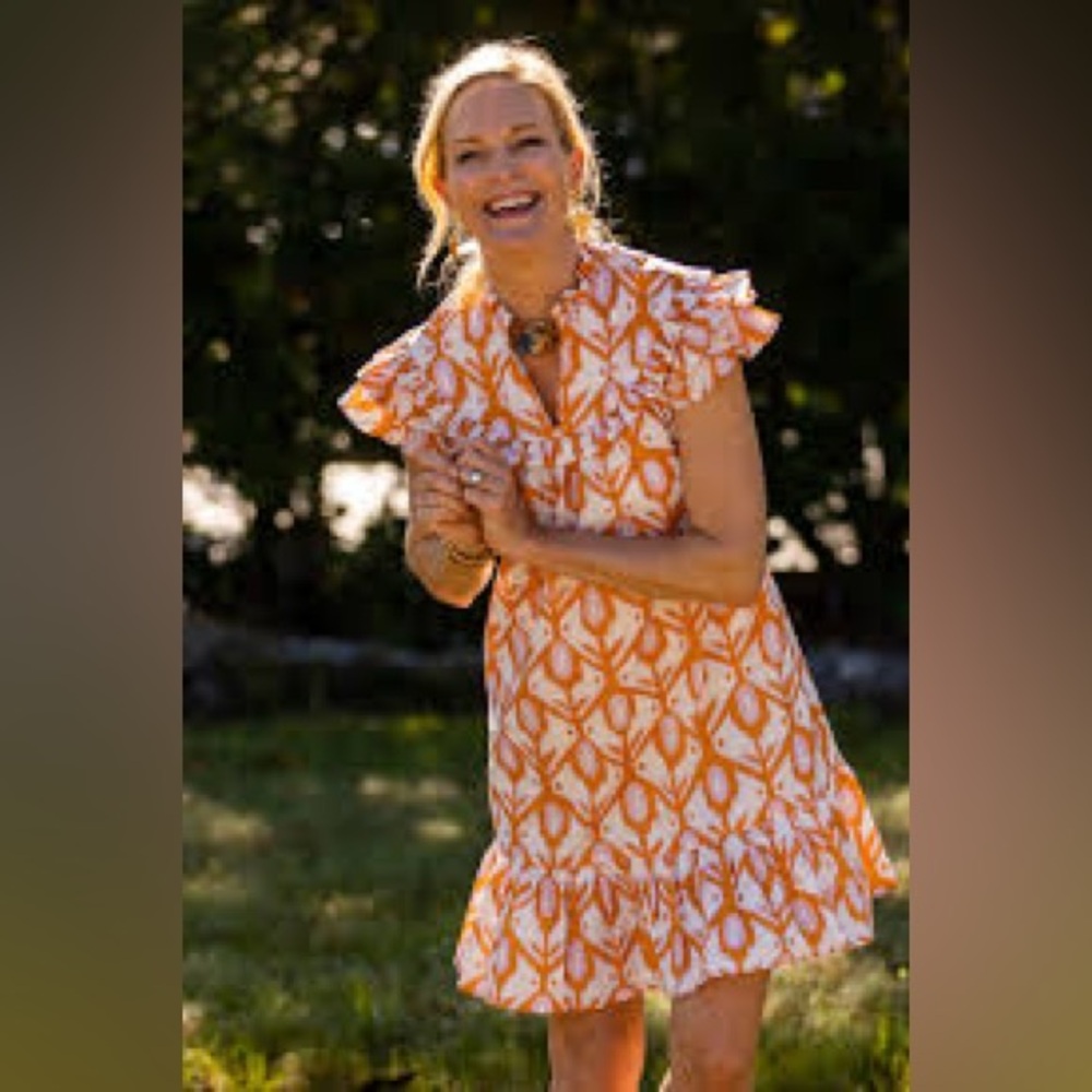 CK Bradley $248 100% Cotton Silla Dress in Larkin Orange - Sz Small in EUC